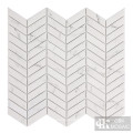 Marble Stone Look Herringbone Glass Mosaic Tile